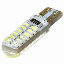 Автолампа диод T10(W5W) 12V 24 SMD диодов 1-конт без цоколя Белая SKYWAY Габариты,номер min 2 шт